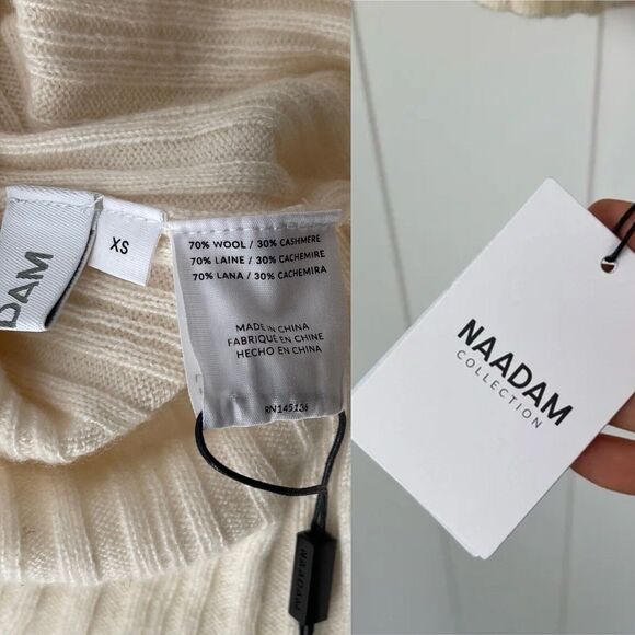 Naadam Womens Sweater Size XSmall Open Back Cashmere Wool Turtleneck Pullover - Picture 6 of 9